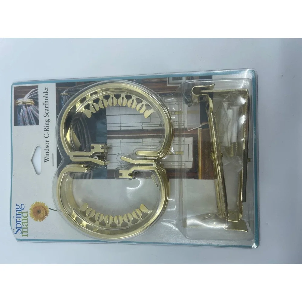 2 Spring‎ Maid Windsor C Ring Curtain Holder Gold Tone Hardware Set
